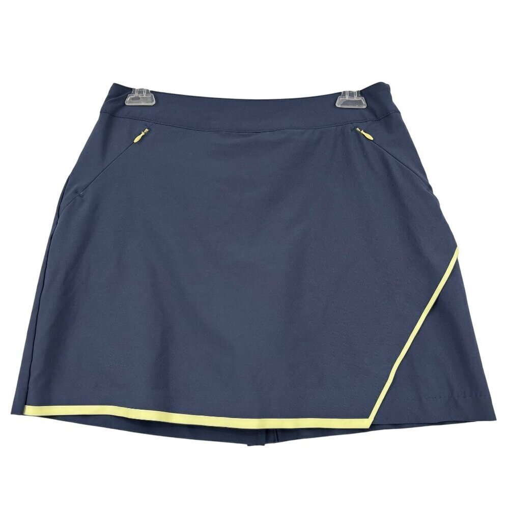 Slazenger Golf Skort Womens Size 2 Blue Skirt with Built In Shorts Yellow Trim M